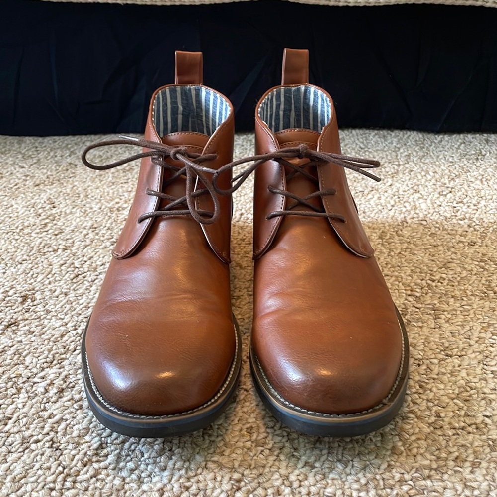 Robert Wayne Minos Leather Mid Top Lace Up Chukkas Boots Cognac Men’s Size 11